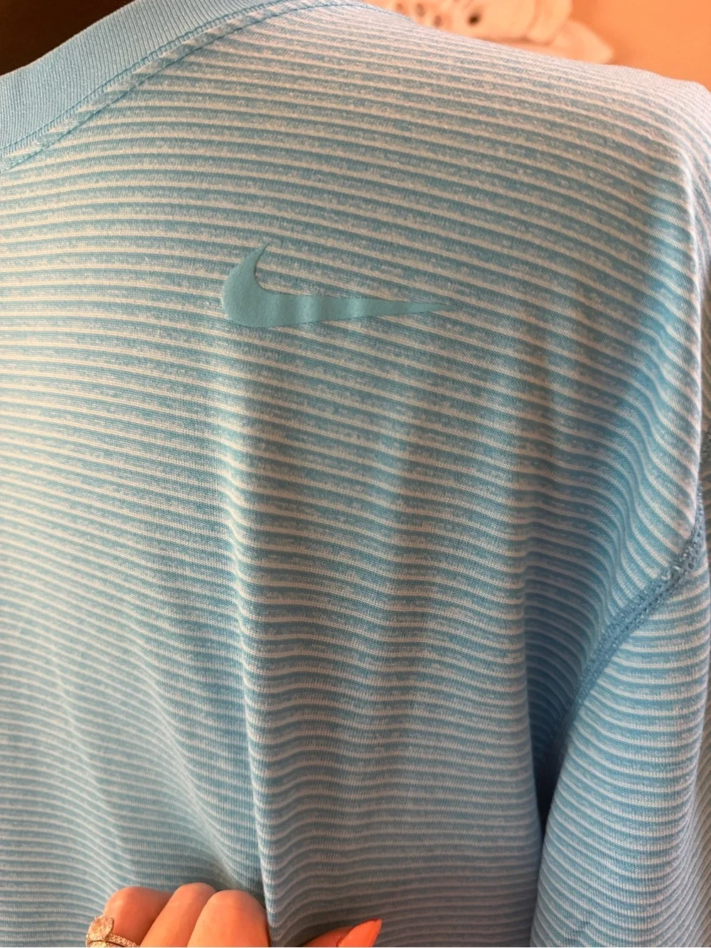 Nike Dri-FIT Striped Performance Tee – Men’s XL – Light Blue – EUC